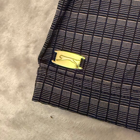 Slazenger Mens M Golf Polo Shirt Plaid‎ Hammock Dunes Challenge Black & Gray - Picture 7 of 13